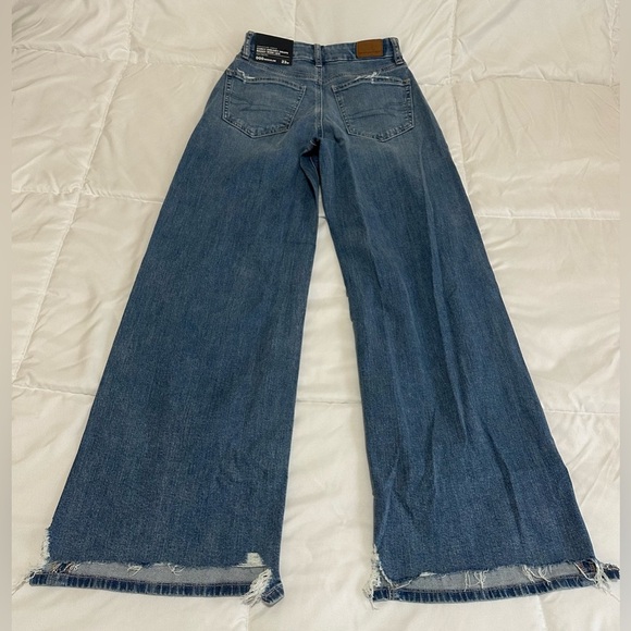 New American Eagle Sz 000 Regular/ 23w CURVY DREAMY BAGGY WIDE LEG High Rise - Picture 6 of 9